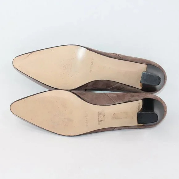 Ellen Tracy Womens Sz 10 Linda Allard Brown Suede Block Heeled Pointed Toes #135 - Picture 10 of 11